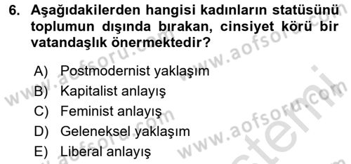 Toplumsal Tabakalaşma ve Eşitsizlik Dersi 2023 - 2024 Yılı (Final) Dönem Sonu Sınav Soruları 6. Soru