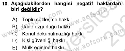 Toplumsal Tabakalaşma ve Eşitsizlik Dersi 2023 - 2024 Yılı Yaz Okulu Sınav Soruları 10. Soru
