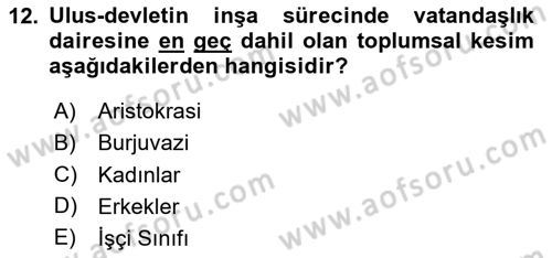 Toplumsal Tabakalaşma ve Eşitsizlik Dersi 2023 - 2024 Yılı Yaz Okulu Sınav Soruları 12. Soru