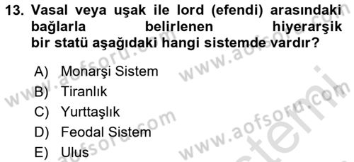 Toplumsal Tabakalaşma ve Eşitsizlik Dersi 2023 - 2024 Yılı Yaz Okulu Sınav Soruları 13. Soru