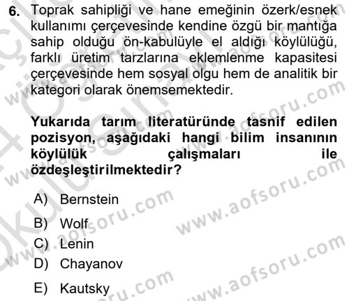 Toplumsal Tabakalaşma ve Eşitsizlik Dersi 2023 - 2024 Yılı Yaz Okulu Sınav Soruları 6. Soru