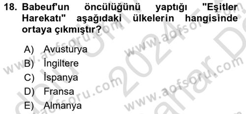 Toplumsal Tabakalaşma ve Eşitsizlik Dersi 2024 - 2025 Yılı (Vize) Ara Sınav Soruları 18. Soru
