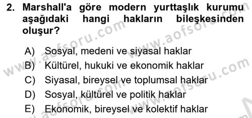 Toplumsal Tabakalaşma ve Eşitsizlik Dersi 2024 - 2025 Yılı (Vize) Ara Sınav Soruları 2. Soru