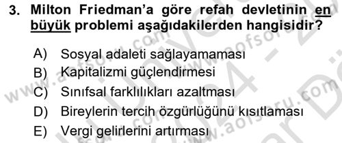 Toplumsal Tabakalaşma ve Eşitsizlik Dersi 2024 - 2025 Yılı (Vize) Ara Sınav Soruları 3. Soru