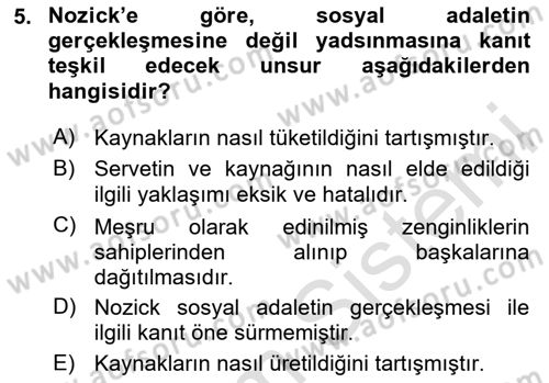 Toplumsal Tabakalaşma ve Eşitsizlik Dersi 2024 - 2025 Yılı (Vize) Ara Sınav Soruları 5. Soru