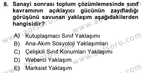 Toplumsal Tabakalaşma ve Eşitsizlik Dersi 2024 - 2025 Yılı (Vize) Ara Sınav Soruları 8. Soru
