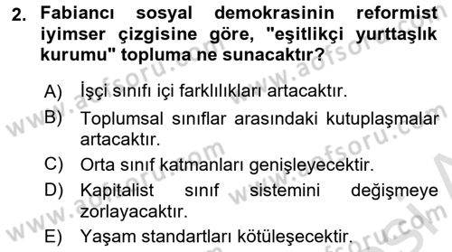 Toplumsal Tabakalaşma ve Eşitsizlik Dersi 2024 - 2025 Yılı (Final) Dönem Sonu Sınav Soruları 2. Soru