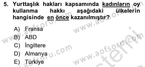 Toplumsal Tabakalaşma ve Eşitsizlik Dersi 2024 - 2025 Yılı (Final) Dönem Sonu Sınav Soruları 5. Soru
