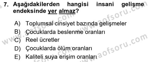 Toplumsal Tabakalaşma ve Eşitsizlik Dersi 2024 - 2025 Yılı (Final) Dönem Sonu Sınav Soruları 7. Soru