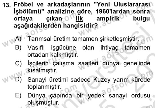 Toplumsal Tabakalaşma ve Eşitsizlik Dersi 2025 - 2026 Yılı (Vize) Ara Sınav Soruları 13. Soru