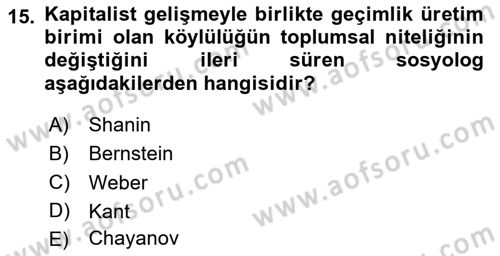 Toplumsal Tabakalaşma ve Eşitsizlik Dersi 2025 - 2026 Yılı (Vize) Ara Sınav Soruları 15. Soru