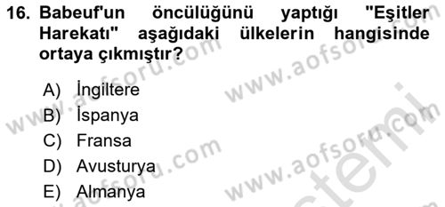 Toplumsal Tabakalaşma ve Eşitsizlik Dersi 2025 - 2026 Yılı (Vize) Ara Sınav Soruları 16. Soru