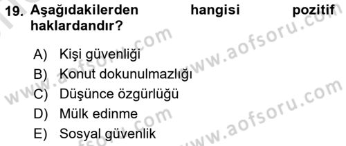 Toplumsal Tabakalaşma ve Eşitsizlik Dersi 2025 - 2026 Yılı (Vize) Ara Sınav Soruları 19. Soru
