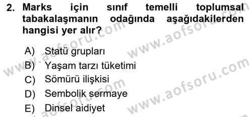 Toplumsal Tabakalaşma ve Eşitsizlik Dersi 2025 - 2026 Yılı (Vize) Ara Sınav Soruları 2. Soru