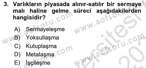 Toplumsal Tabakalaşma ve Eşitsizlik Dersi 2025 - 2026 Yılı (Vize) Ara Sınav Soruları 3. Soru