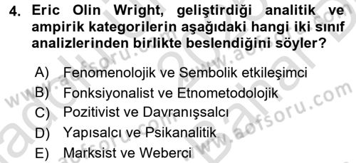 Toplumsal Tabakalaşma ve Eşitsizlik Dersi 2025 - 2026 Yılı (Vize) Ara Sınav Soruları 4. Soru