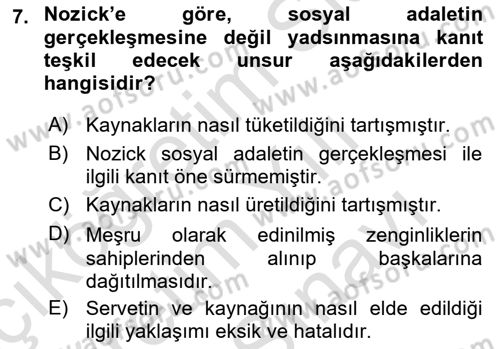 Toplumsal Tabakalaşma ve Eşitsizlik Dersi 2025 - 2026 Yılı (Vize) Ara Sınav Soruları 7. Soru