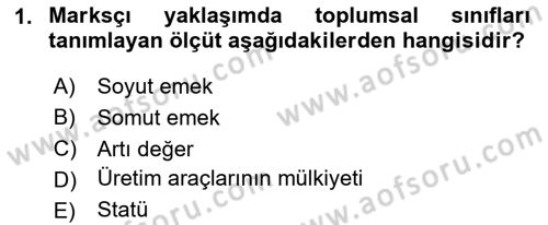 Toplumsal Tabakalaşma ve Eşitsizlik Dersi 2025 - 2026 Yılı (Final) Dönem Sonu Sınav Soruları 1. Soru