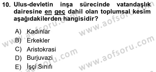 Toplumsal Tabakalaşma ve Eşitsizlik Dersi 2025 - 2026 Yılı (Final) Dönem Sonu Sınav Soruları 10. Soru