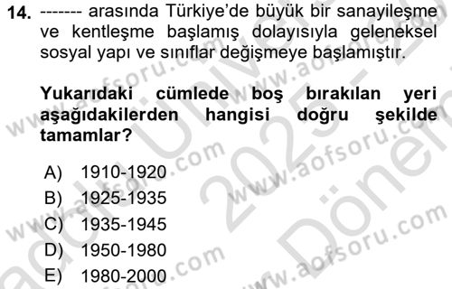 Toplumsal Tabakalaşma ve Eşitsizlik Dersi 2025 - 2026 Yılı (Final) Dönem Sonu Sınav Soruları 14. Soru