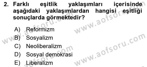 Toplumsal Tabakalaşma ve Eşitsizlik Dersi 2025 - 2026 Yılı (Final) Dönem Sonu Sınav Soruları 2. Soru