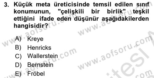 Toplumsal Tabakalaşma ve Eşitsizlik Dersi 2025 - 2026 Yılı (Final) Dönem Sonu Sınav Soruları 3. Soru