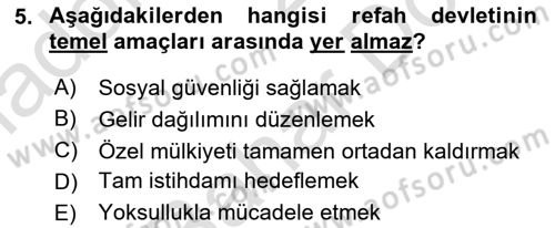 Toplumsal Tabakalaşma ve Eşitsizlik Dersi 2025 - 2026 Yılı (Final) Dönem Sonu Sınav Soruları 5. Soru