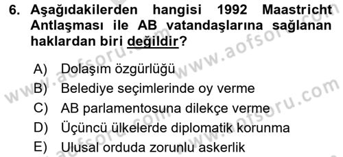 Toplumsal Tabakalaşma ve Eşitsizlik Dersi 2025 - 2026 Yılı (Final) Dönem Sonu Sınav Soruları 6. Soru