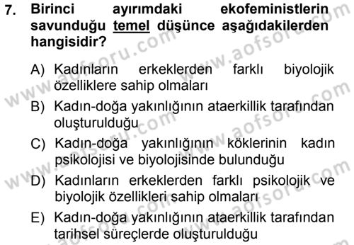 Aile Sosyolojisi Dersi 2012 - 2013 Yılı (Final) Dönem Sonu Sınav Soruları 7. Soru