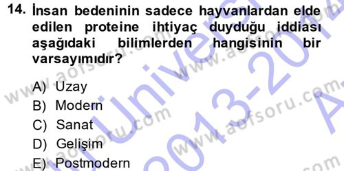 Aile Sosyolojisi Dersi 2013 - 2014 Yılı (Vize) Ara Sınavı 14. Soru