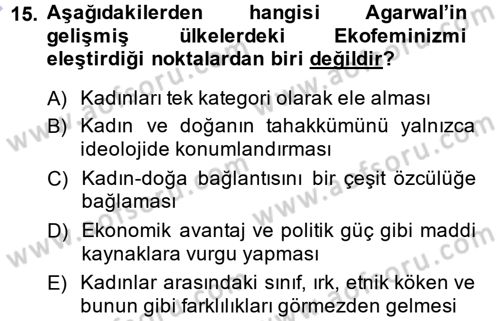 Aile Sosyolojisi Dersi Ara Sınavı Deneme Sınav Soruları 15. Soru