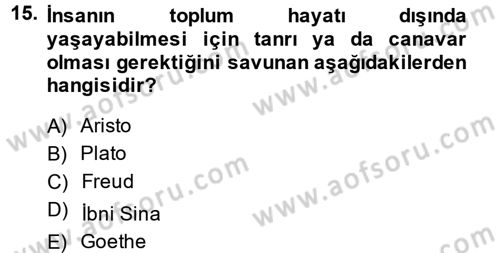 Aile Sosyolojisi Dersi 2013 - 2014 Yılı (Final) Dönem Sonu Sınav Soruları 15. Soru