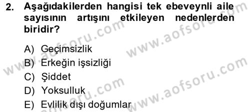 Aile Sosyolojisi Dersi 2013 - 2014 Yılı (Final) Dönem Sonu Sınav Soruları 2. Soru