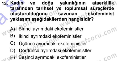 Aile Sosyolojisi Dersi 2014 - 2015 Yılı (Vize) Ara Sınav Soruları 13. Soru