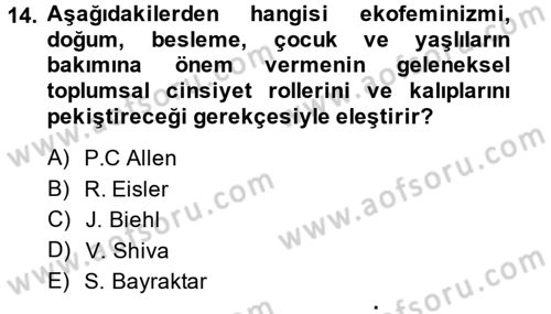 Aile Sosyolojisi Dersi Ara Sınavı Deneme Sınav Soruları 14. Soru
