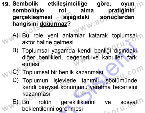 Aile Sosyolojisi Dersi Ara Sınavı Deneme Sınav Soruları 19. Soru