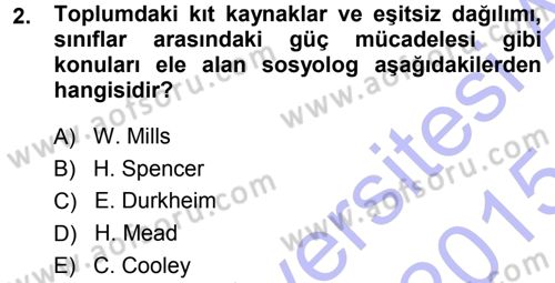 Aile Sosyolojisi Dersi 2014 - 2015 Yılı (Vize) Ara Sınav Soruları 2. Soru