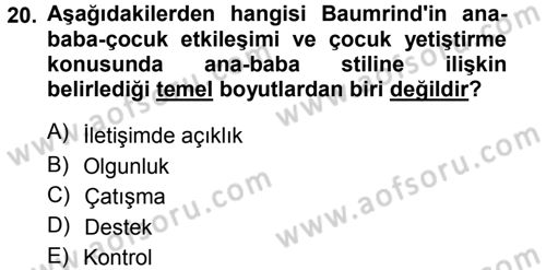 Aile Sosyolojisi Dersi Ara Sınavı Deneme Sınav Soruları 20. Soru