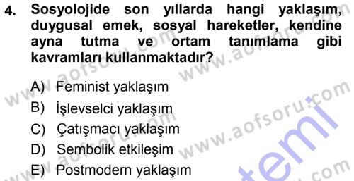 Aile Sosyolojisi Dersi 2014 - 2015 Yılı (Vize) Ara Sınav Soruları 4. Soru