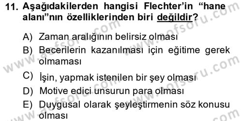 Aile Sosyolojisi Dersi 2014 - 2015 Yılı (Final) Dönem Sonu Sınav Soruları 11. Soru