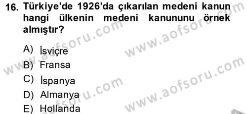 Aile Sosyolojisi Dersi 2014 - 2015 Yılı (Final) Dönem Sonu Sınav Soruları 16. Soru