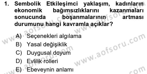 Aile Sosyolojisi Dersi Ara Sınavı Deneme Sınav Soruları 1. Soru