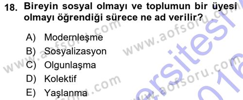 Aile Sosyolojisi Dersi Ara Sınavı Deneme Sınav Soruları 18. Soru