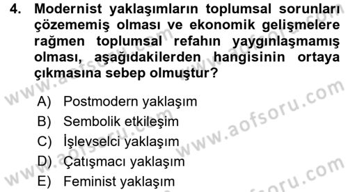 Aile Sosyolojisi Dersi Ara Sınavı Deneme Sınav Soruları 4. Soru