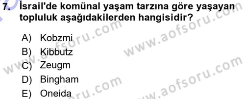 Aile Sosyolojisi Dersi 2015 - 2016 Yılı (Vize) Ara Sınav Soruları 7. Soru