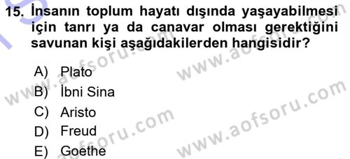Aile Sosyolojisi Dersi 2015 - 2016 Yılı (Final) Dönem Sonu Sınav Soruları 15. Soru