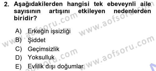 Aile Sosyolojisi Dersi 2015 - 2016 Yılı (Final) Dönem Sonu Sınav Soruları 2. Soru