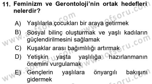 Aile Sosyolojisi Dersi 2016 - 2017 Yılı 3 Ders Sınavı 11. Soru