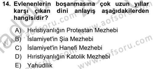 Aile Sosyolojisi Dersi 2016 - 2017 Yılı 3 Ders Sınav Soruları 14. Soru