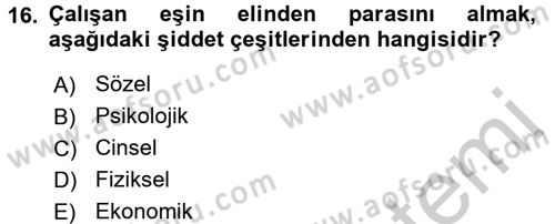 Aile Sosyolojisi Dersi 2016 - 2017 Yılı 3 Ders Sınav Soruları 16. Soru